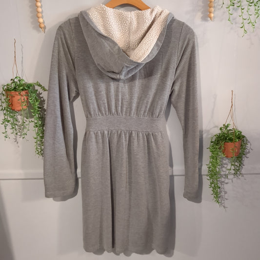 Extra cozy hooded belted crossover robe, Grey -NF