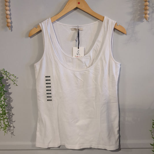 Crossover front scoop neck tank, White -NF