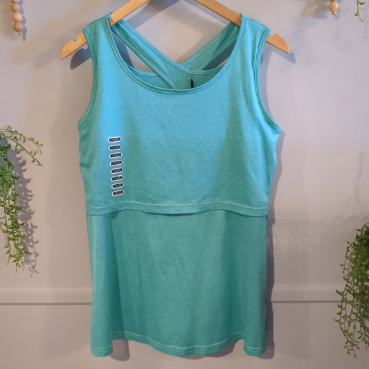 Front access rear crisscross tank, Heathered teal -NF