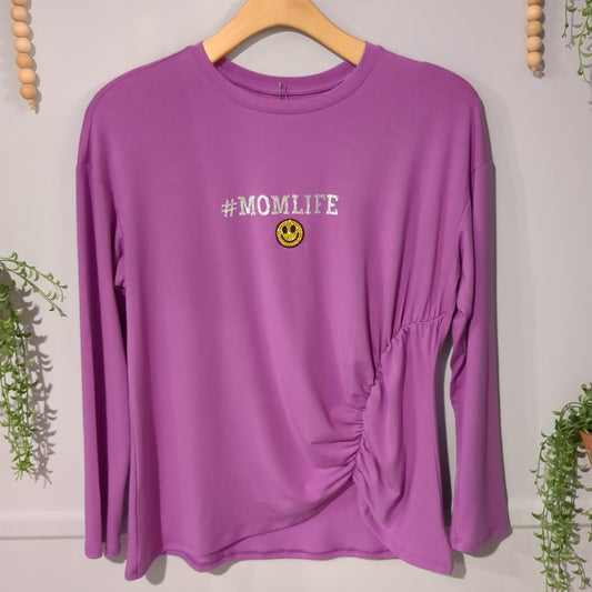 '#momlife' graphic LS tee, Lavender *brand new*