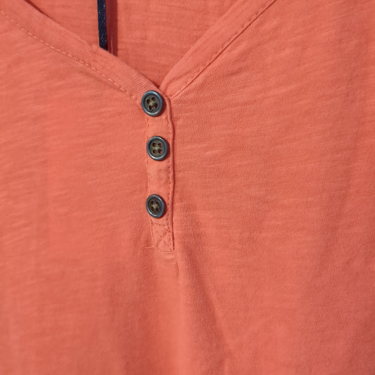 Henley style flowy SS tee, Salmon