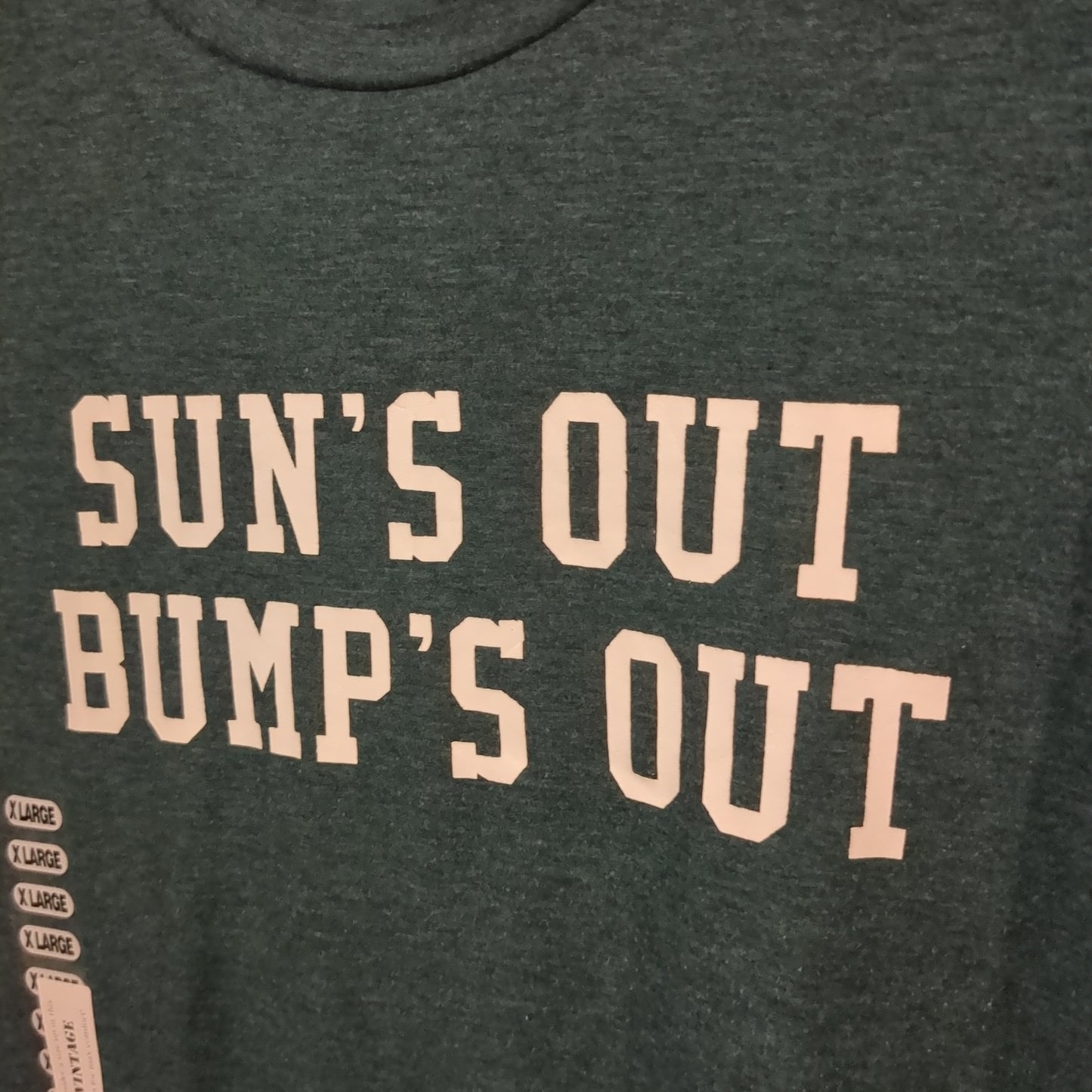 'Sun's out bump's out' graphic boxy SS tee, Teal