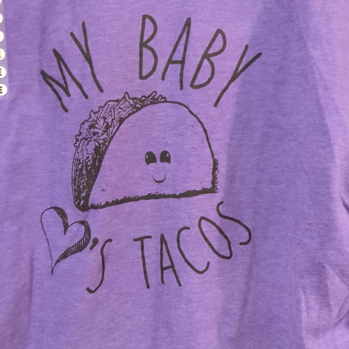 'My baby loves tacos' graphic SS tee, Purple