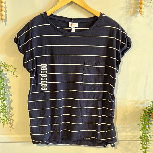 Relaxed fit SS pocket tee, Navy stripes
