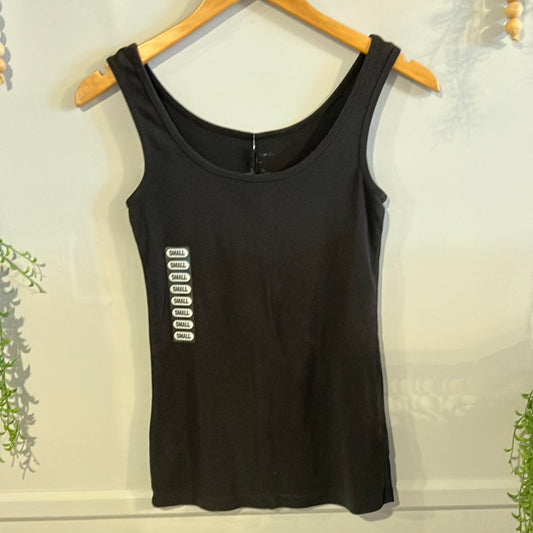 Basic double scoop neck tank, Black