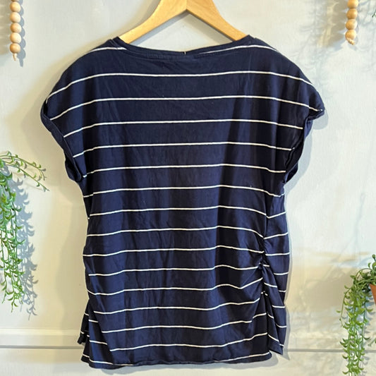 Relaxed fit SS pocket tee, Navy stripes