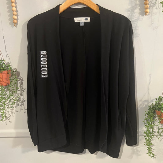 Cozy knit basic cardigan, Black -NF