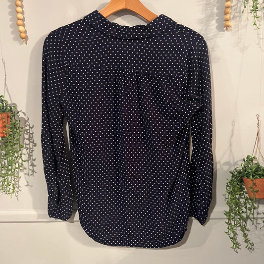 Quarter button LS blouse w/ pockets, Multi