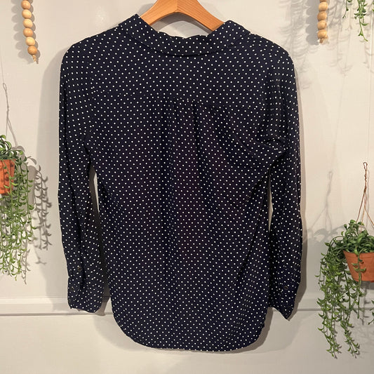 Quarter button LS blouse w/ pockets, Multi