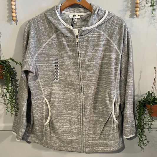 Cozy zippered fleece hoodie, Heathered grey