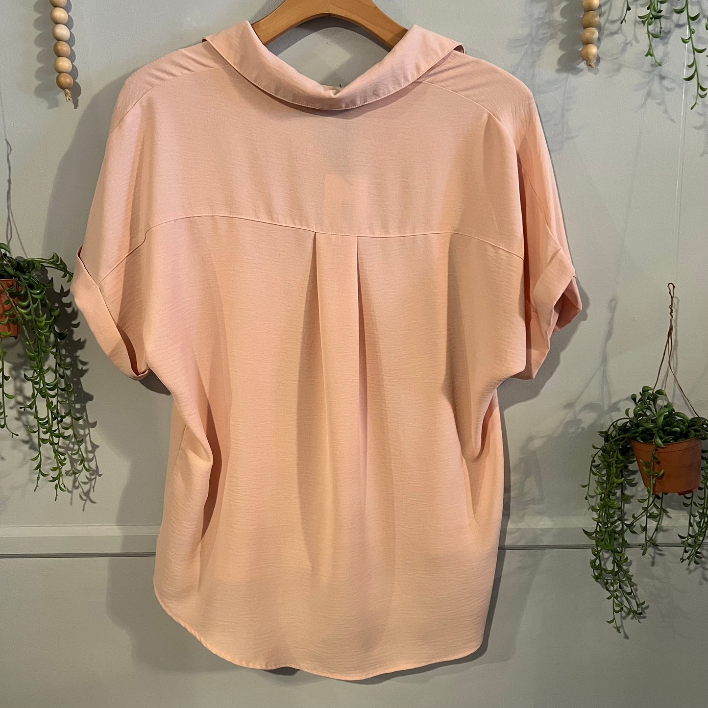 Boxy SS button down, Light pink -NF