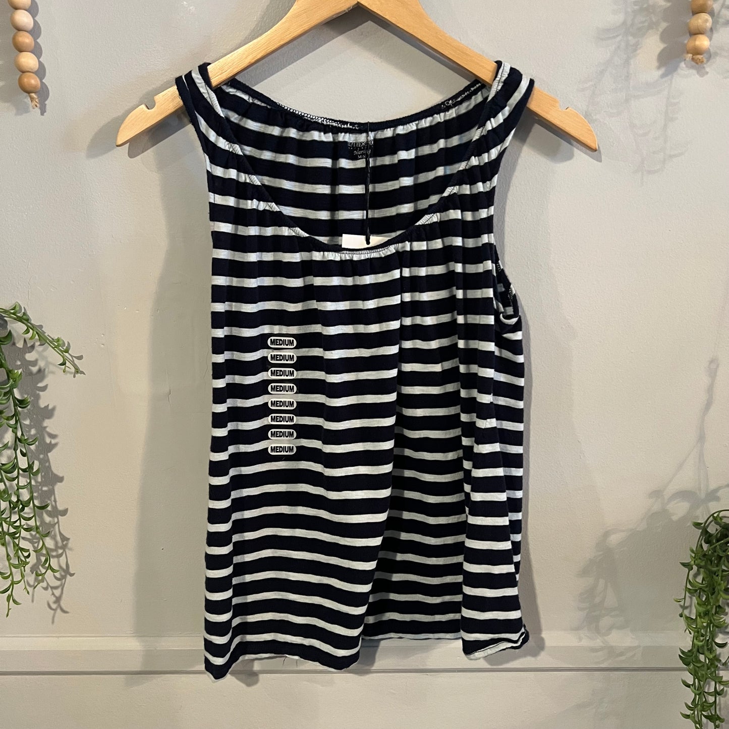 Basic relaxed fit scoop neck tank, Navy stripes