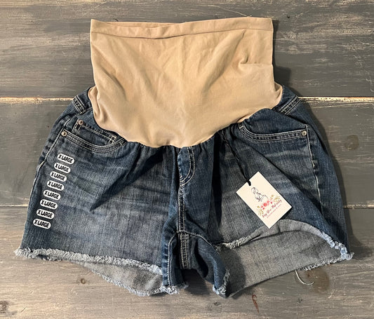 Full panel 4" frayed hem denim shorts, Medium wash