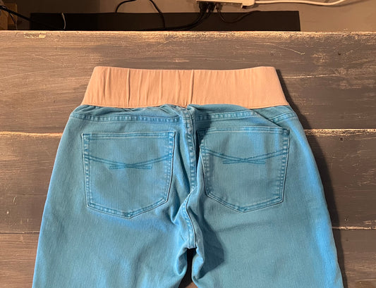 Under-belly panel 28" straight leg jeans, Blue