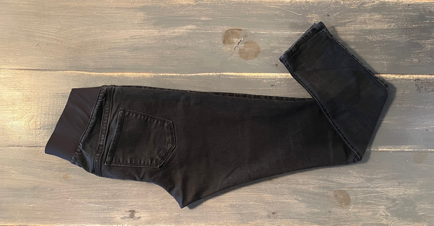 Under-belly panel 30" skinny jeans, Black wash