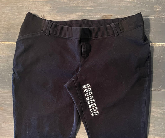 Side panel 24” straight leg cropped trousers, Black