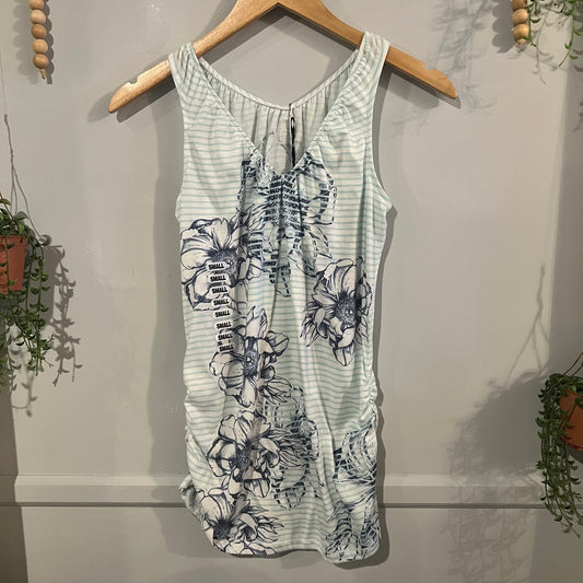 Essential elastic v-neck tank, Mint stripes -NF