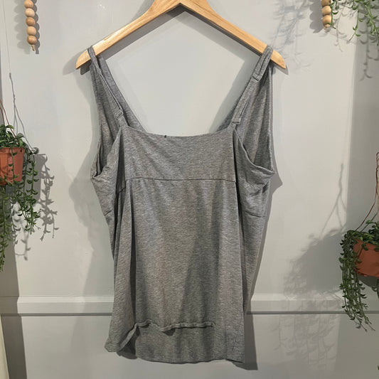 Deep v-neck tank, Grey -NF