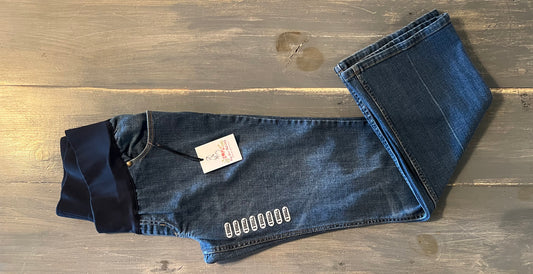 Under-belly panel 28" bootcut jeans, Medium wash