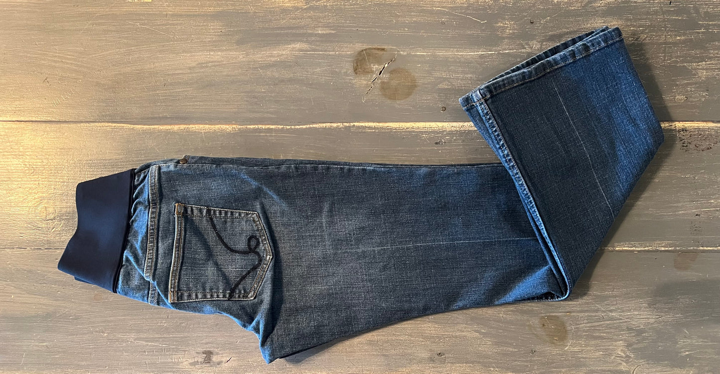Under-belly panel 28" bootcut jeans, Medium wash