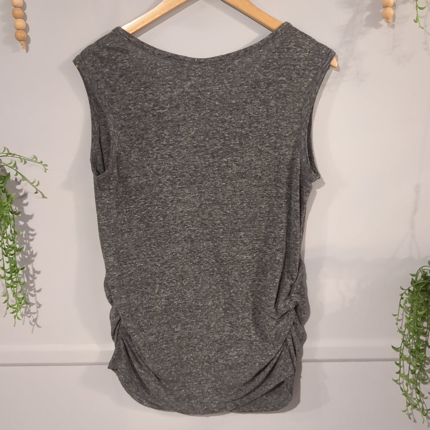 Relaxed fit scoop neck tank, Heathered charcoal
