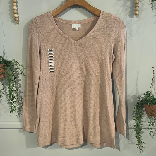 Cozy shimmer striped LS sweater, Blush