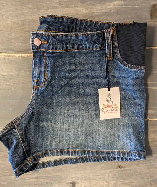 Side panels 4" denim shorts, Medium wash