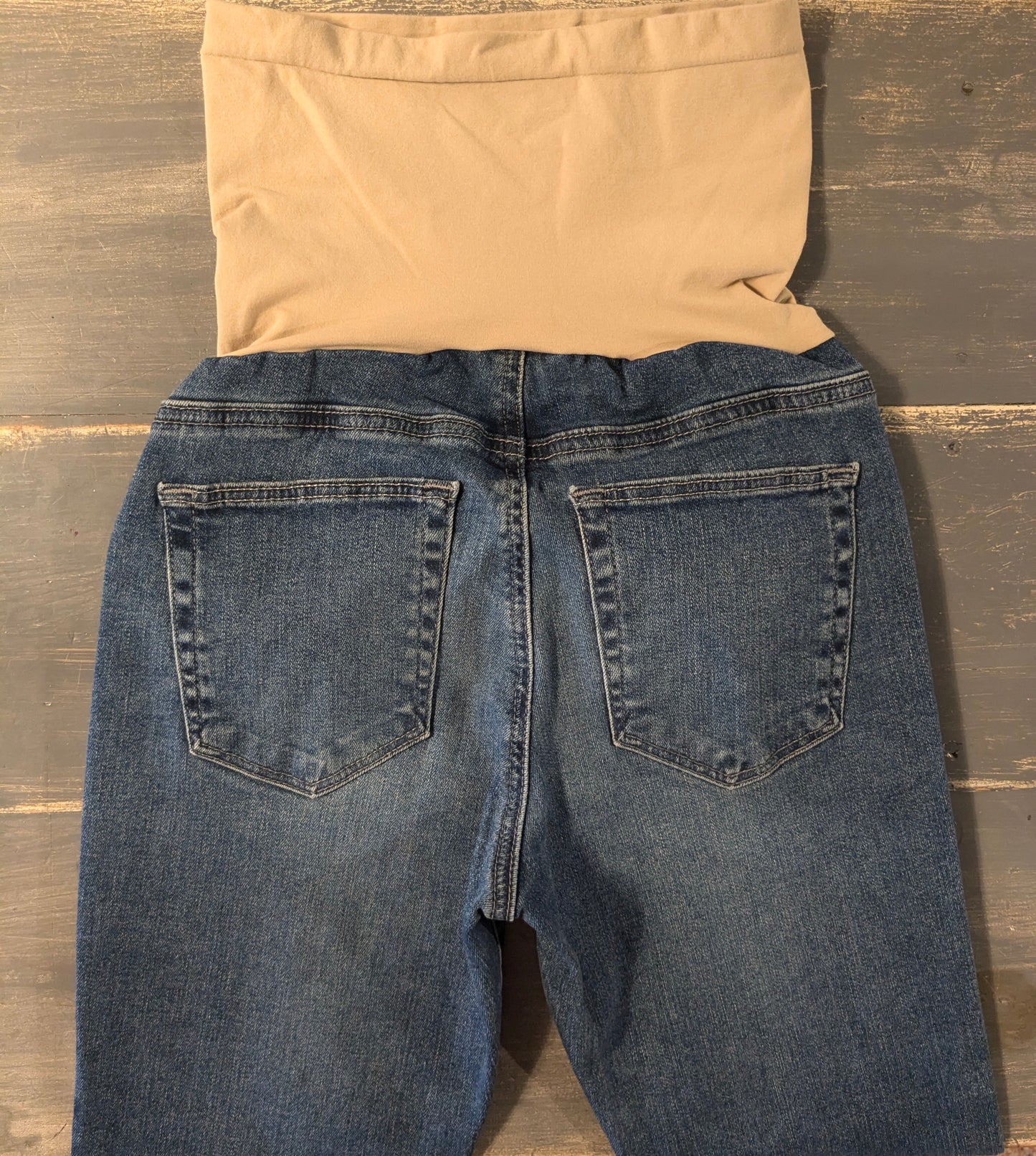 Designer full panel 25" bootcut raw hem jeans, Medium wash