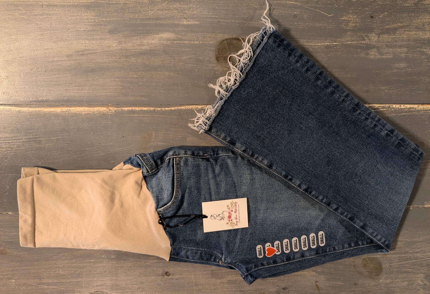 Designer full panel 25" bootcut raw hem jeans, Medium wash