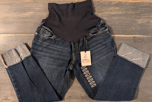 Full panel cropped 22" boyfriend jeans, Dark wash