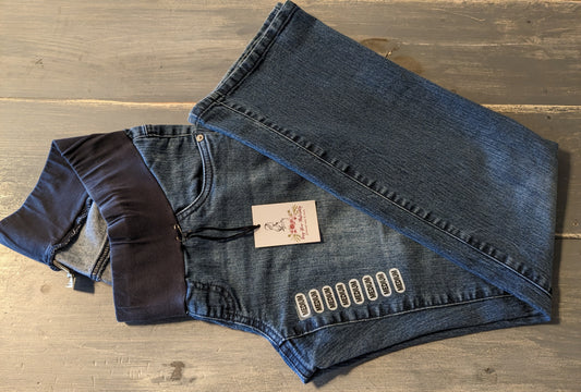 Under-belly panel 30" bootcut jeans, Medium wash