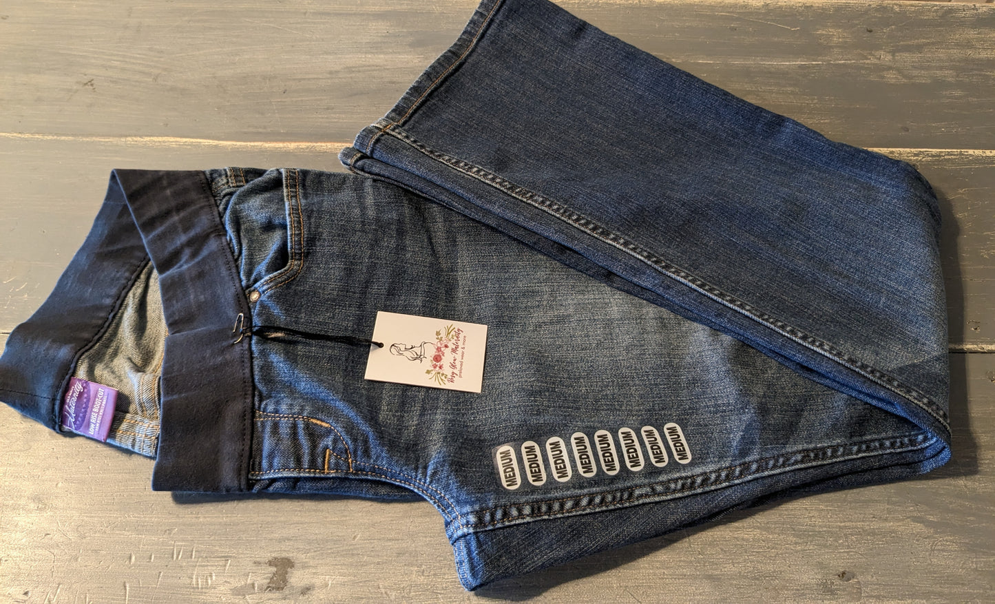 Under-belly panel 31" bootcut jeans, Dark wash
