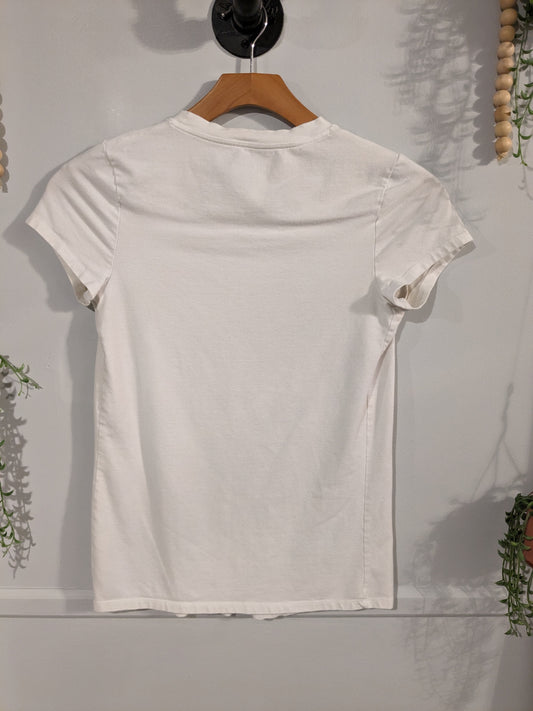 Relaxed fit v-neck SS tee, White