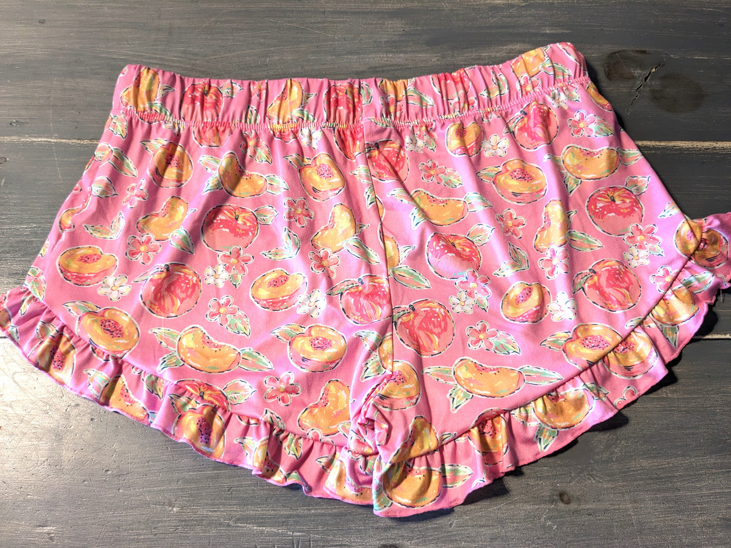 Ruffle hem under-belly panel 3" lounge shorts, Pink citrus