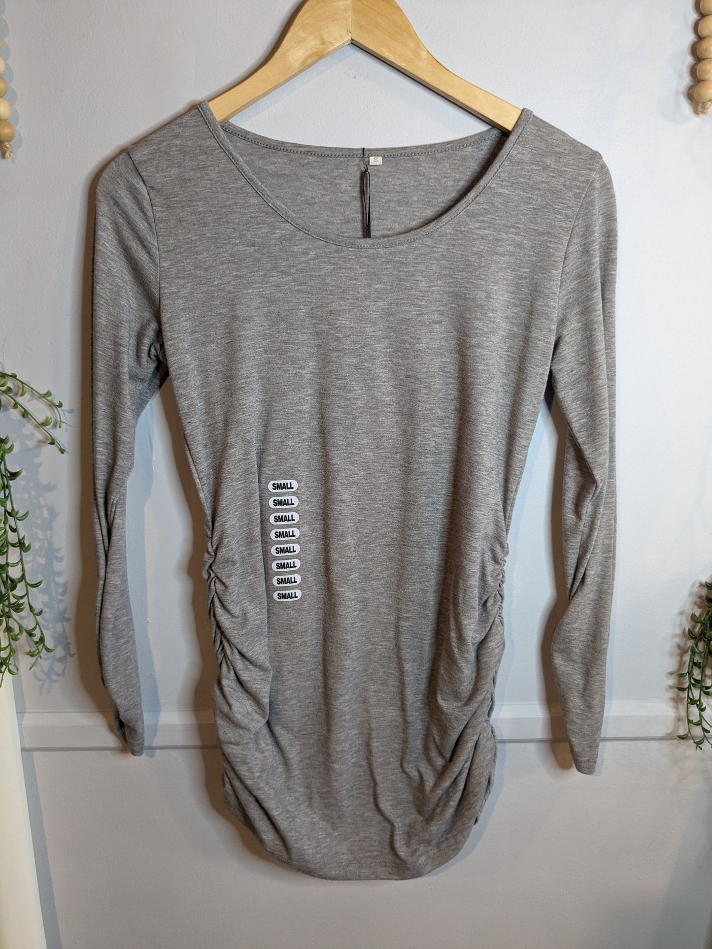 Essential fitted cinched sleeve LS top, Multi
