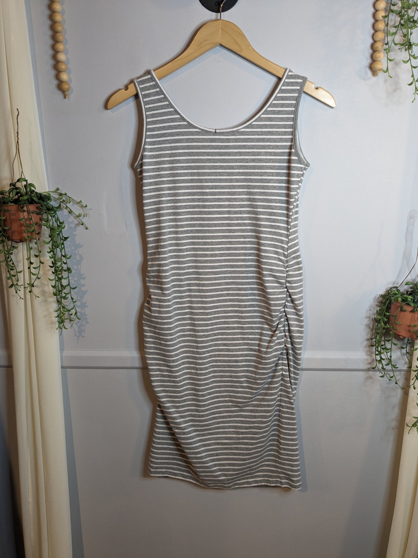 Essential fitted mini tank dress, Grey stripes