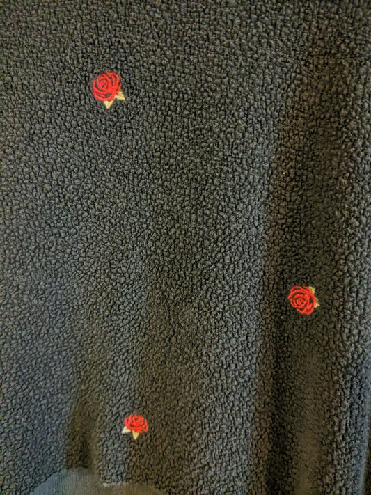 Roses cropped LS sweatshirt, Black