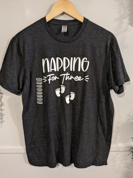 “Napping for three” SS graphic tee, Dark grey