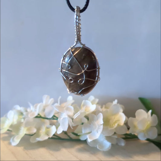 Handmade wire-wrapped stone necklace, Asst'd