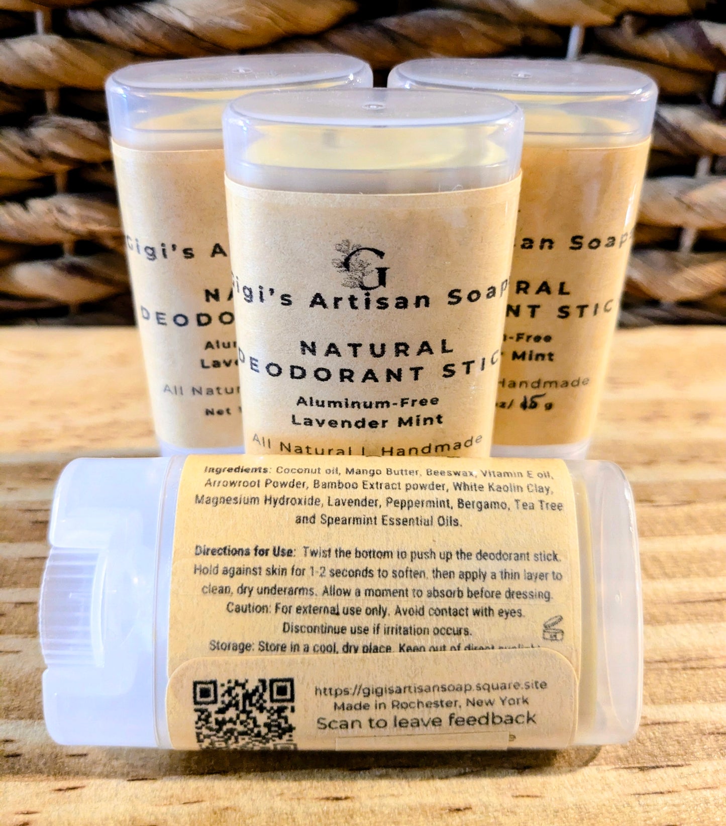 All-natural handmade deodorant stick, Lavender Mint