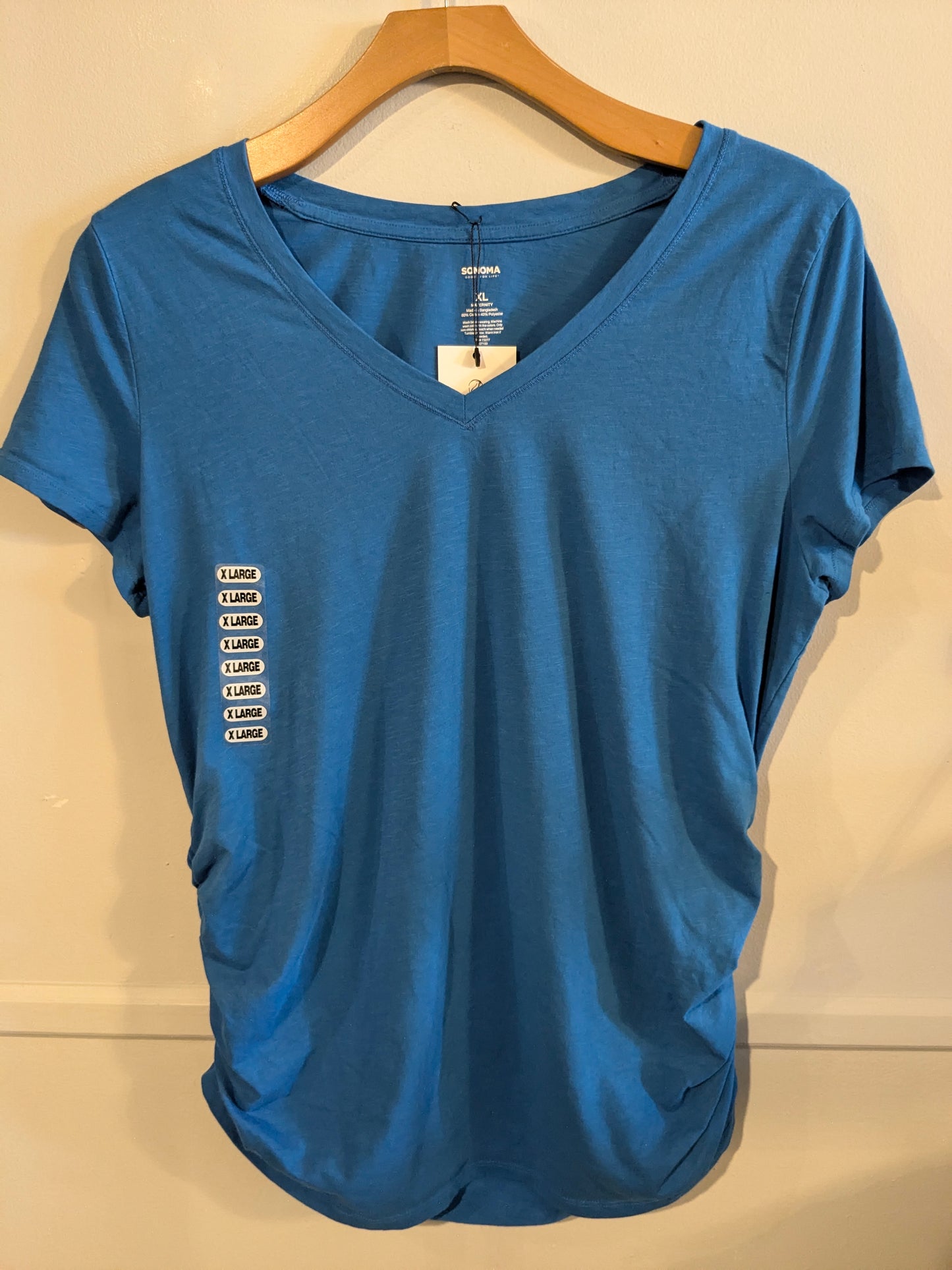Essential fitted v-neck SS tee, Multi