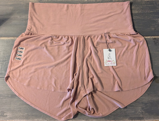 Mid panel ribbed 3.5" lounge shorts, Nude peach