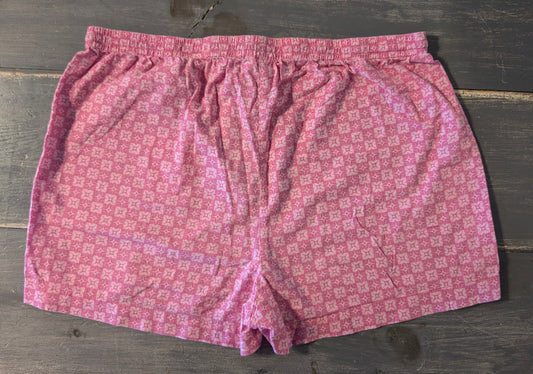 Cotton drawstring stretchy waist 2" lounge shorts, Pink geometric
