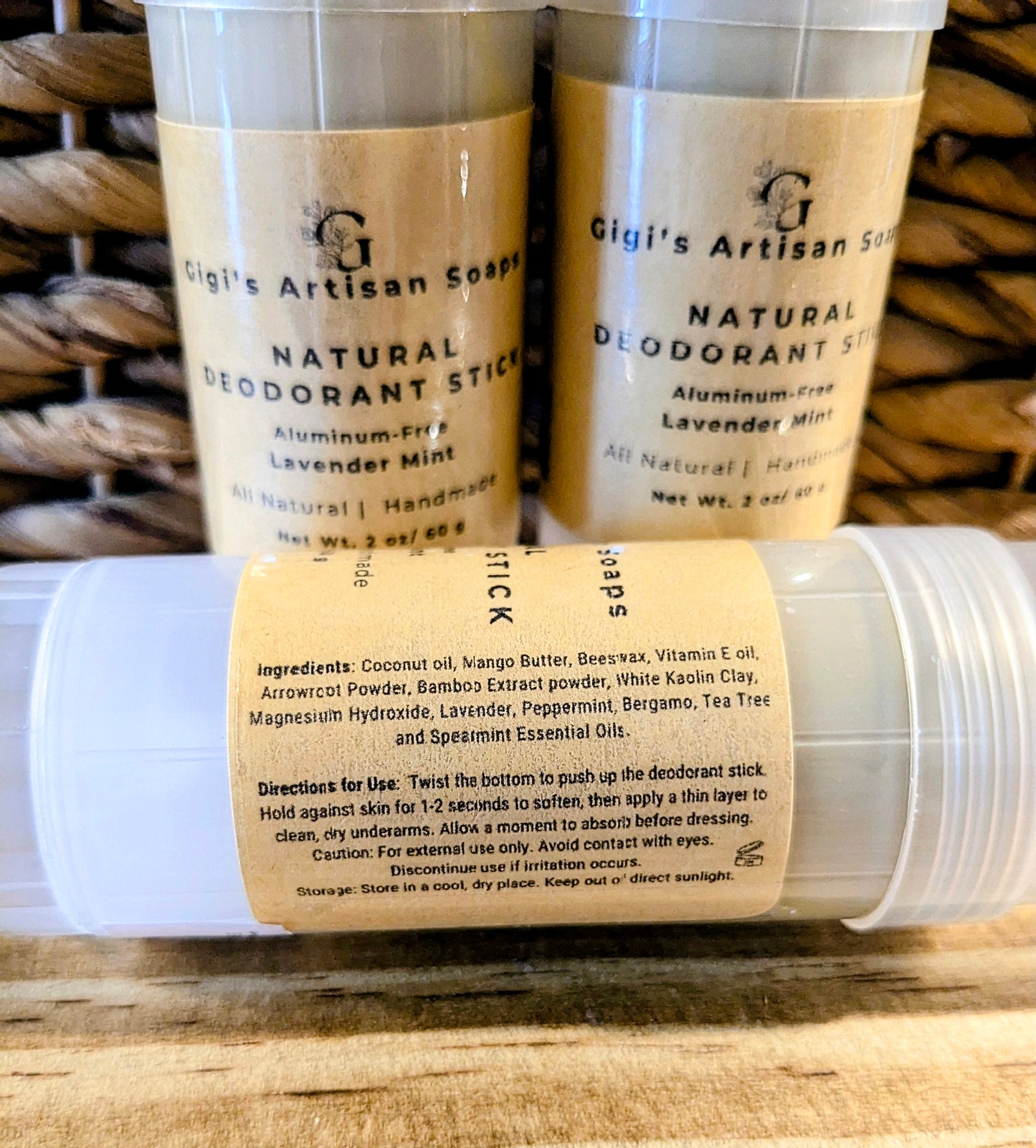 All-natural handmade deodorant stick, Lavender Mint