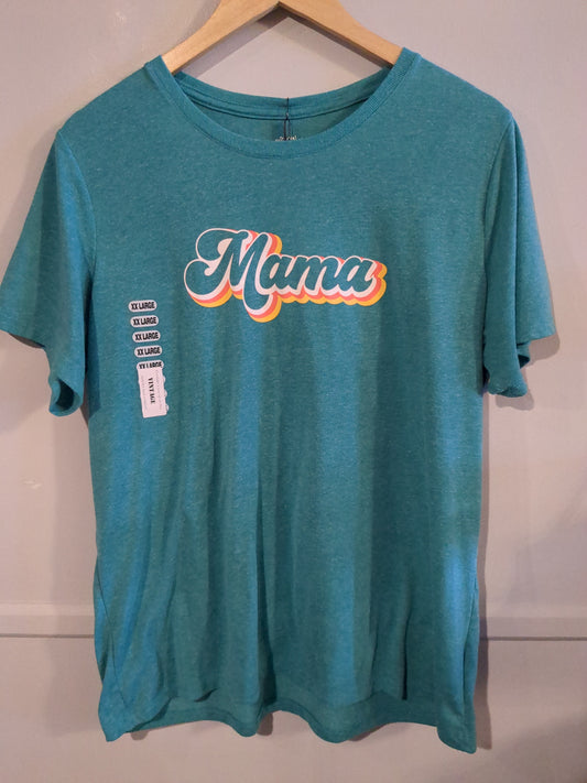 'mama' graphic boxy SS tee, Teal