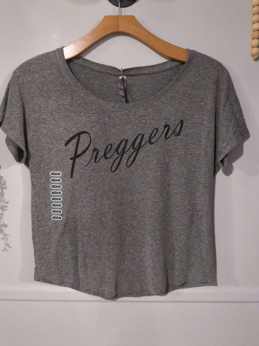 'Preggers' graphic SS tee, Grey