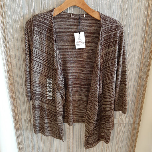 Metallic oversized open front cardigan, Chocolate -NF