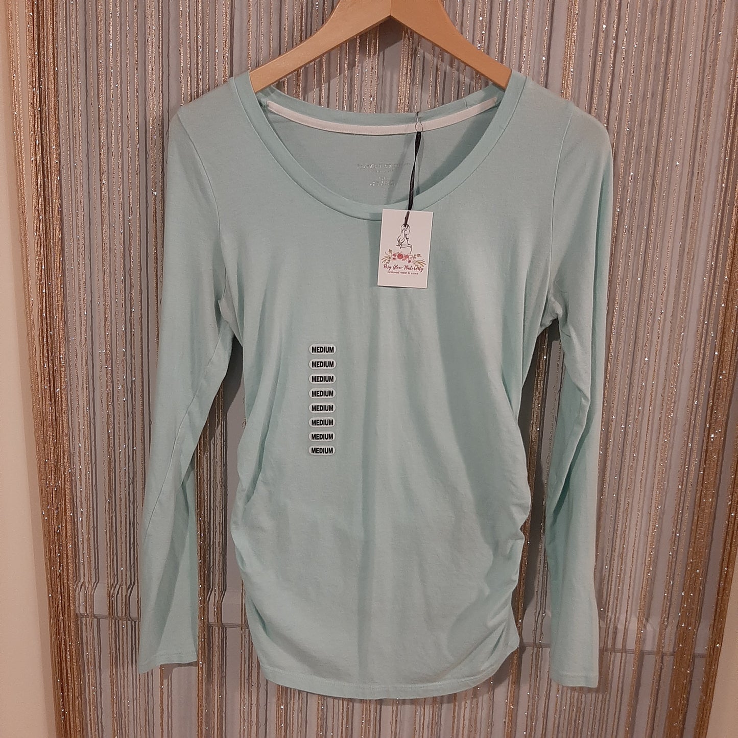 Essential fitted round neck LS tee, Sky blue