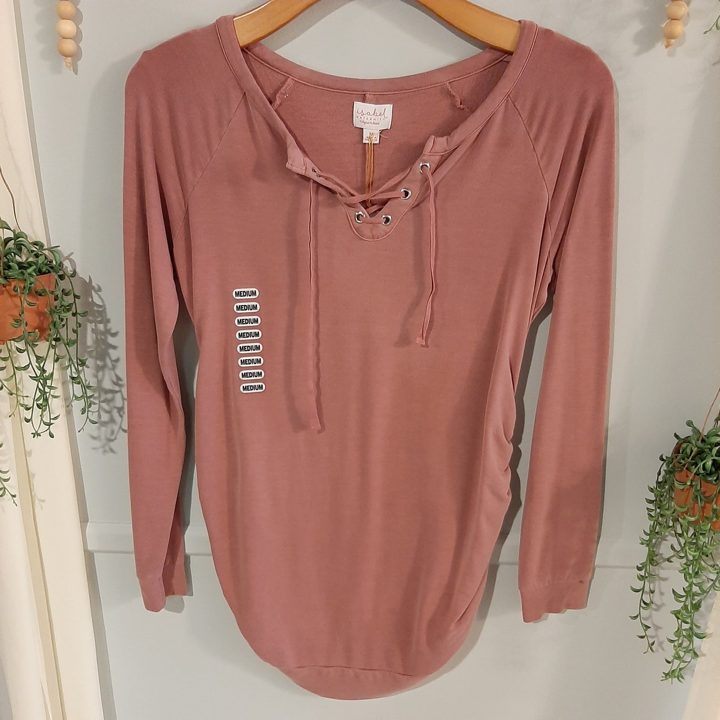Extra cozy laced v-neck LS top, Multi