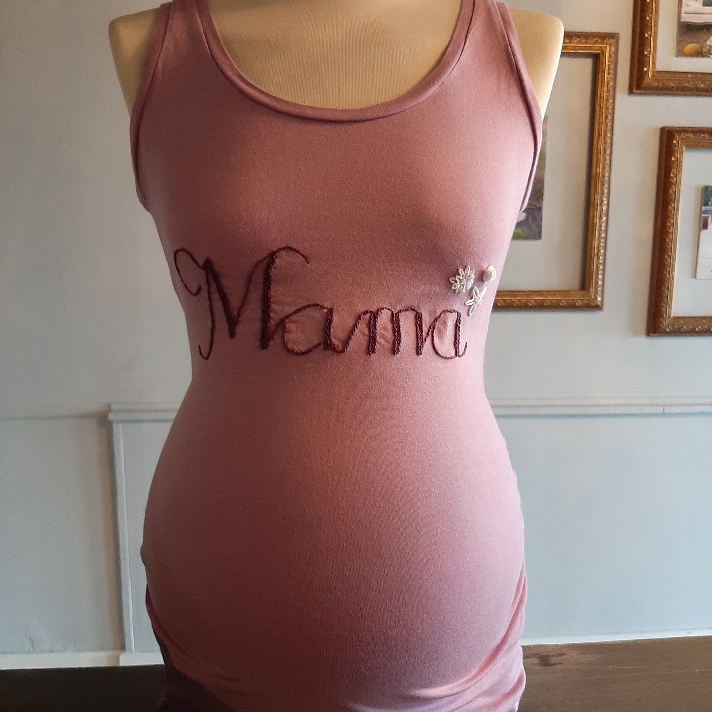 MAMA embroidered essential tank, Lilac